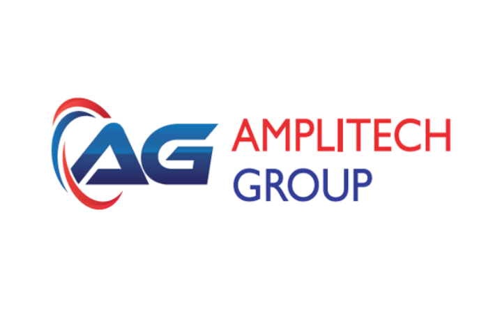 Amplittech Group logo: blue AG initials with a red arc and the words AMPLITECH GROUP in red and blue.