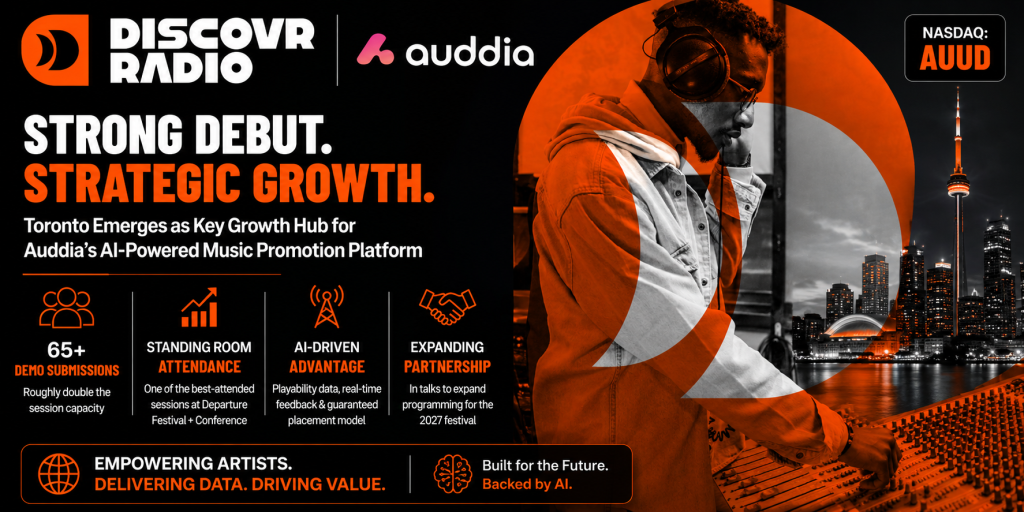 Auddia Reports Strong Artist and Industry Response to Discovr Radio’s Toronto Debut