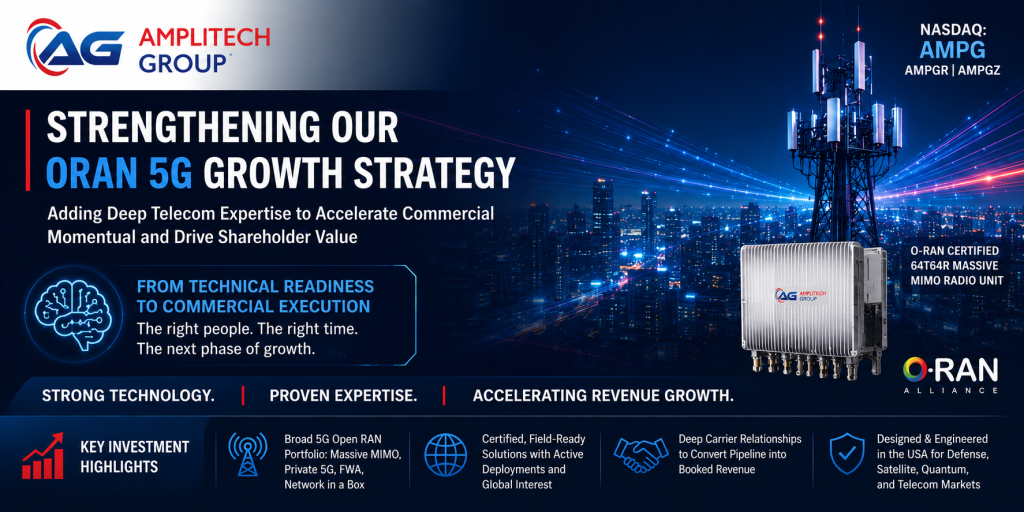AmpliTech Group Strengthens ORAN 5G Growth Strategy with Addition of Two Senior Business Development Leaders
