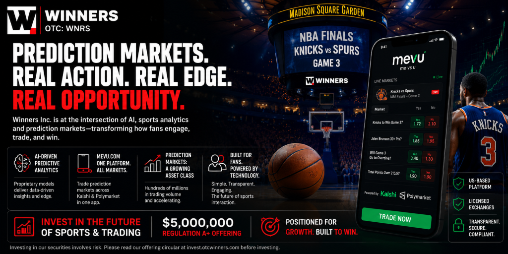 Winners Inc. To Stream Live In-Game Prediction Markets Trading During Knicks Game 3