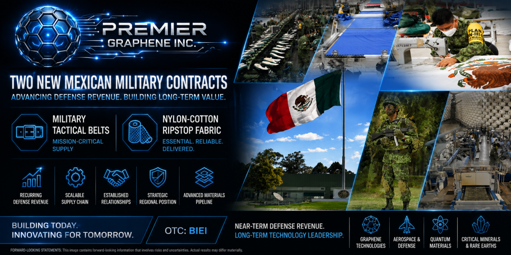 Premier Graphene Inc. and Affiliate HGI Industrial Technologies Secure Two New Mexican Military Contracts
