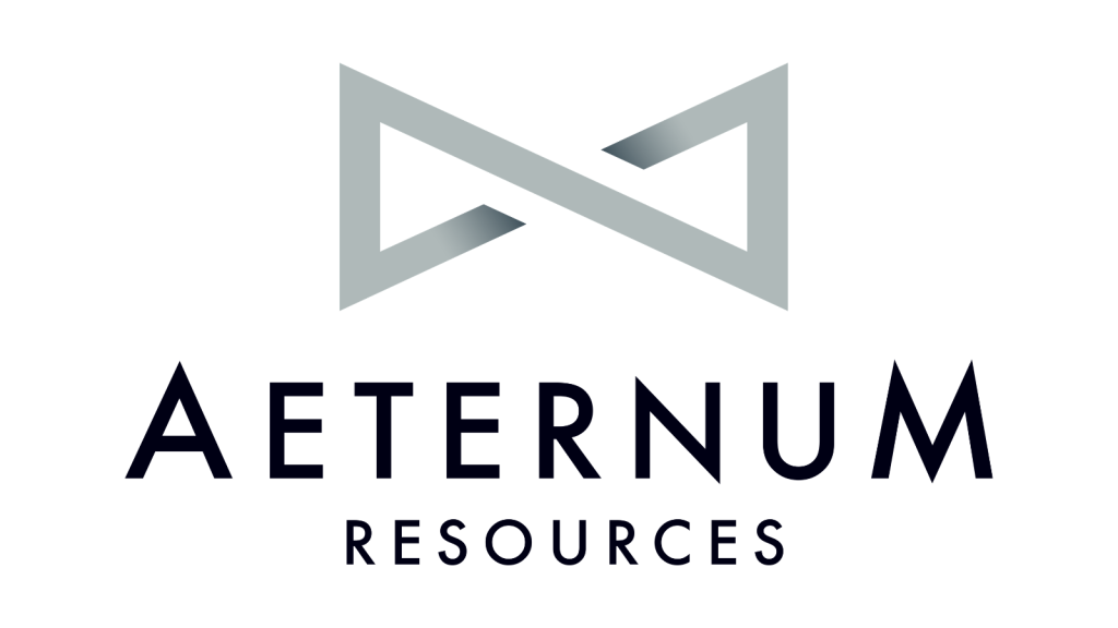 Aeternum Resources logo: a gray angular symbol above the navy text 'AETERNUM RESOURCES' on a white background.
