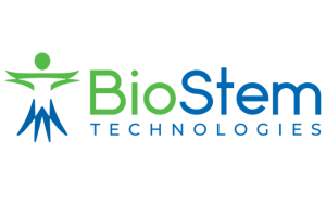 BioStem Technologies logo with a green 'BioStem' wordmark and blue 'Technologies' beneath, plus a left-side abstract human figure emblem.