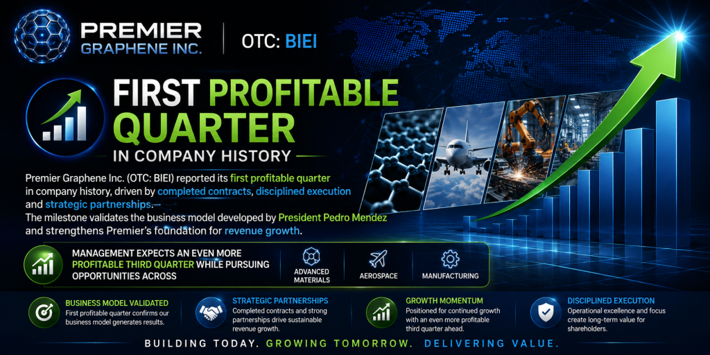 Premier Graphene Inc. (OTC: BIEI) Posts First Profitable Quarter In Company History