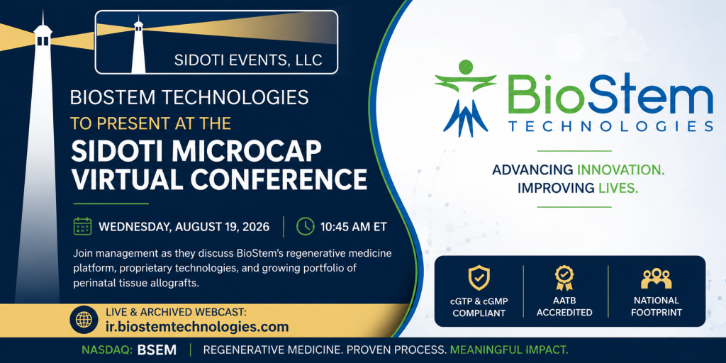 BioStem Technologies to Present at the Sidoti MicroCap Conference