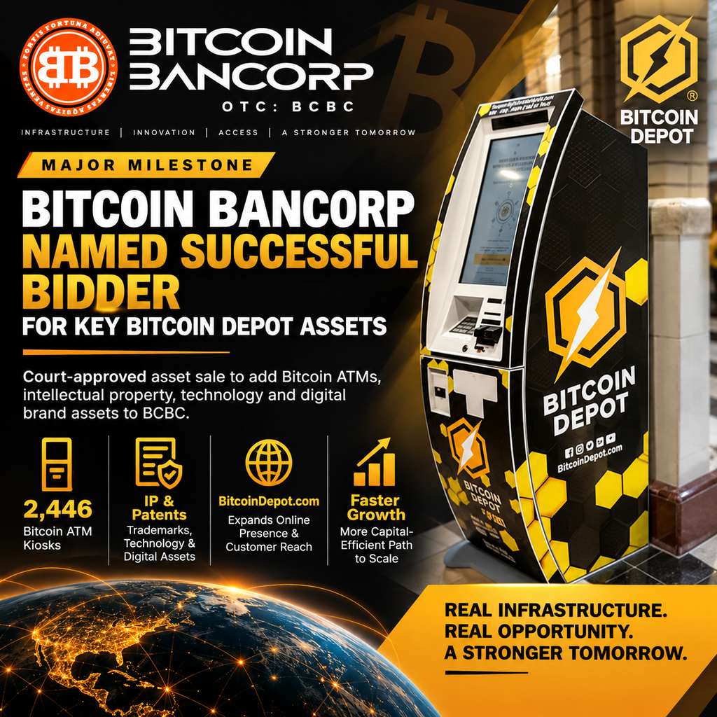 Bitcoin Bancorp Named Successful Bidder for Key Bitcoin Depot Assets