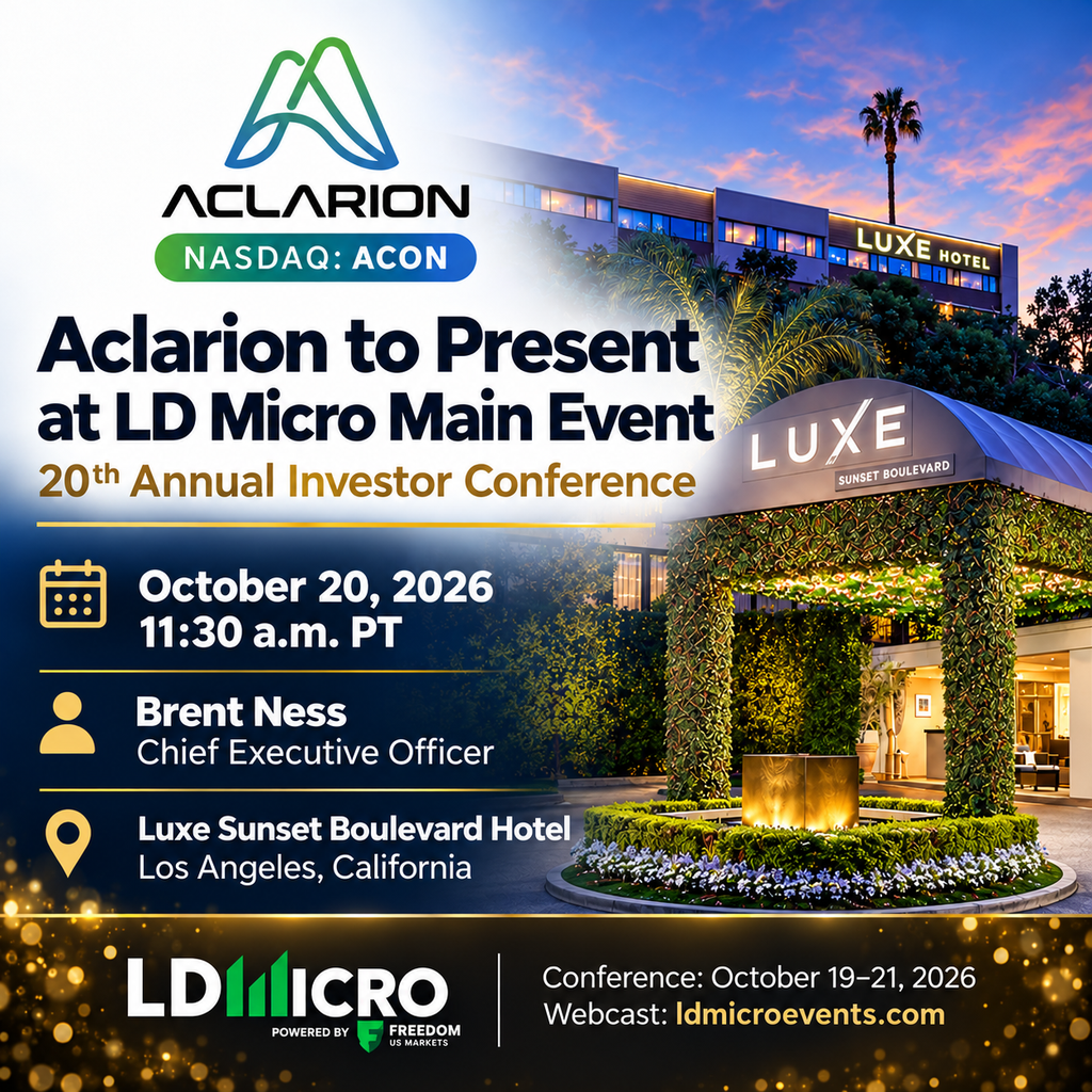 Aclarion to Present at the 20th Annual LD Micro Main Event